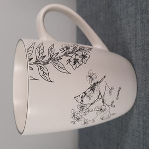 Cardinal Bird Coffee Tea Cup Mug Porcelain Ceramic Floral Dogwood